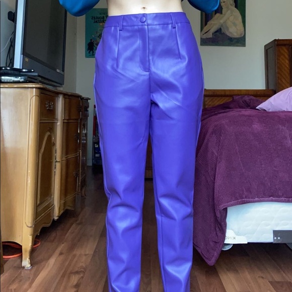 Purple/Blue Straight leg leather Pants - Picture 3 of 5